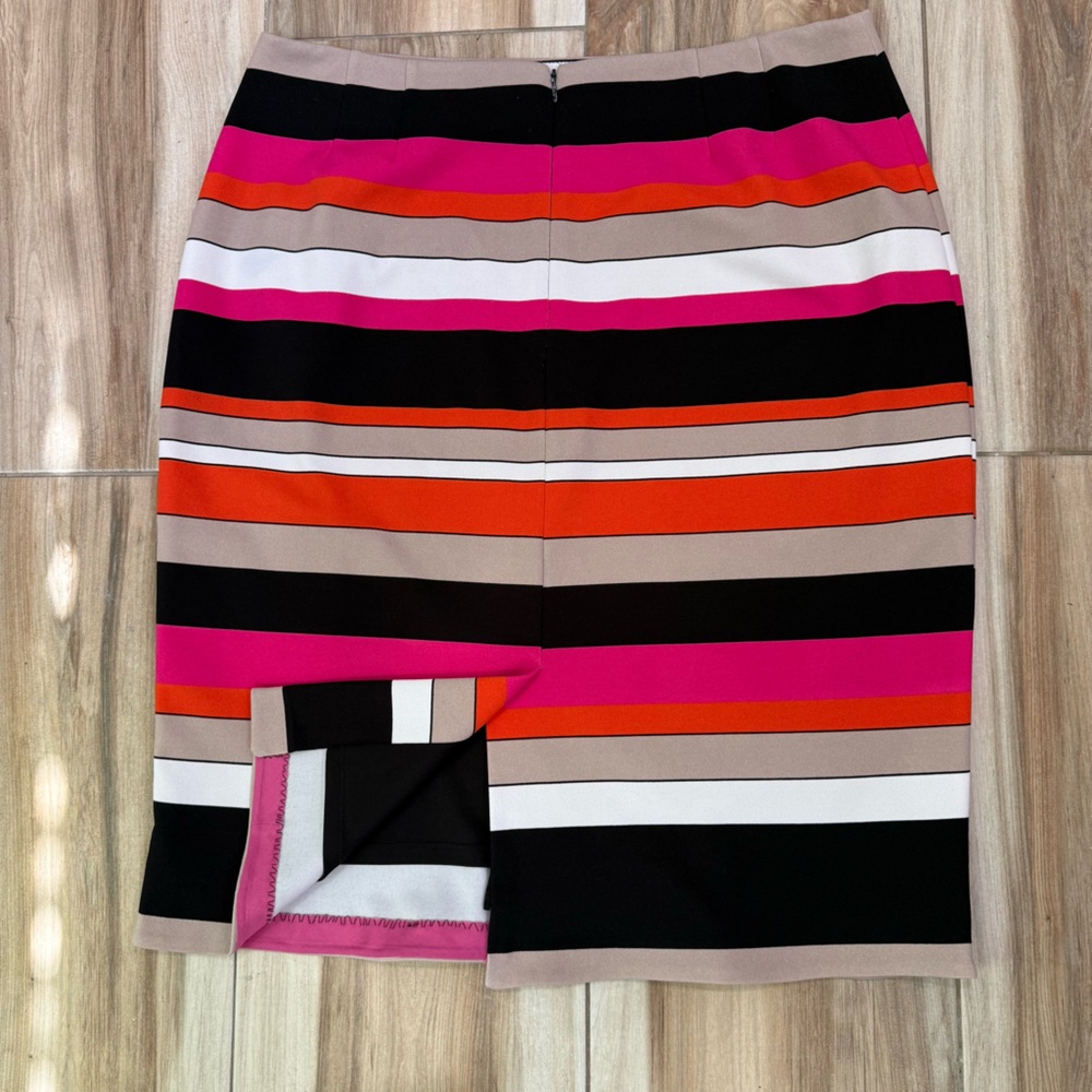 Kasper | Striped Multicolor Stretch Suit Skirt Size 16 - Picture 7 of 9